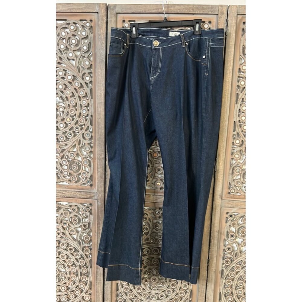 Jeans women size 18w cato brand rhinestone stitching wide leg plus